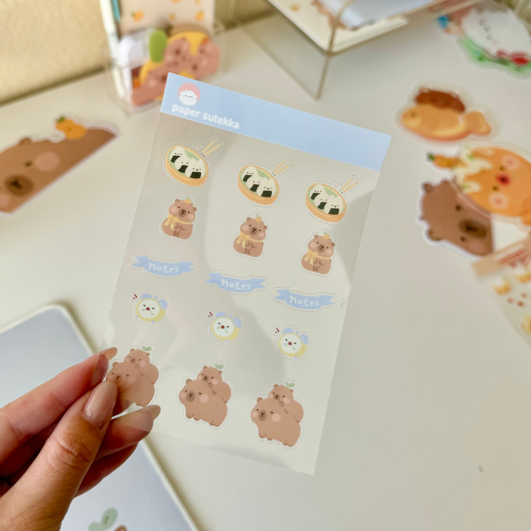 Kapi the Capybara Riceball Bento, Notes, Alarm Clock Sticker Sheet ...
