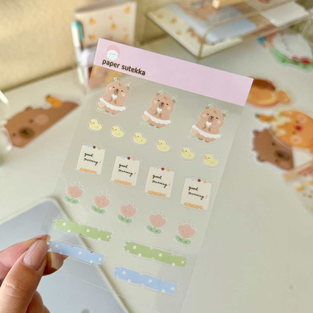 Kapi the Capybara Tulip Ducks Sticker Sheet – Paper Sutekka Stationery