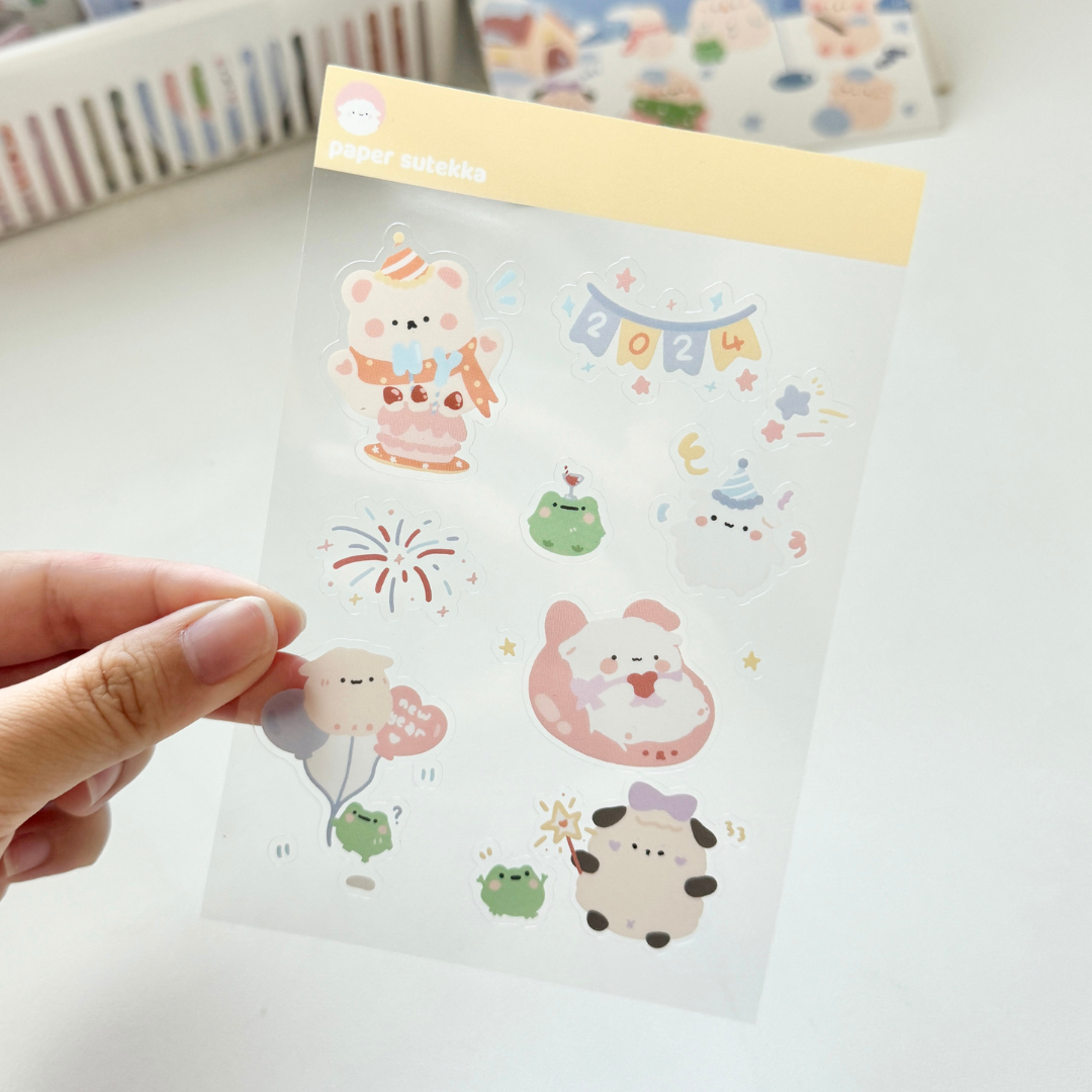 2024 New Year Clear Sticker Sheet – Paper Sutekka Stationery