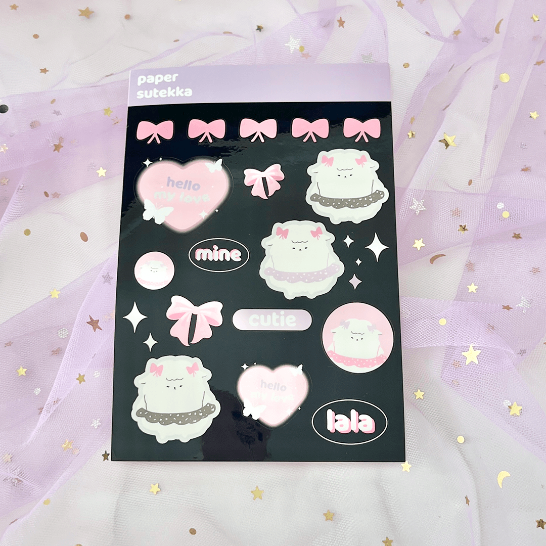 Lala Sticker Label Lala the Sheep Love, Bows, Cutie Sticker Sheet – Paper Sutekka Stationery
