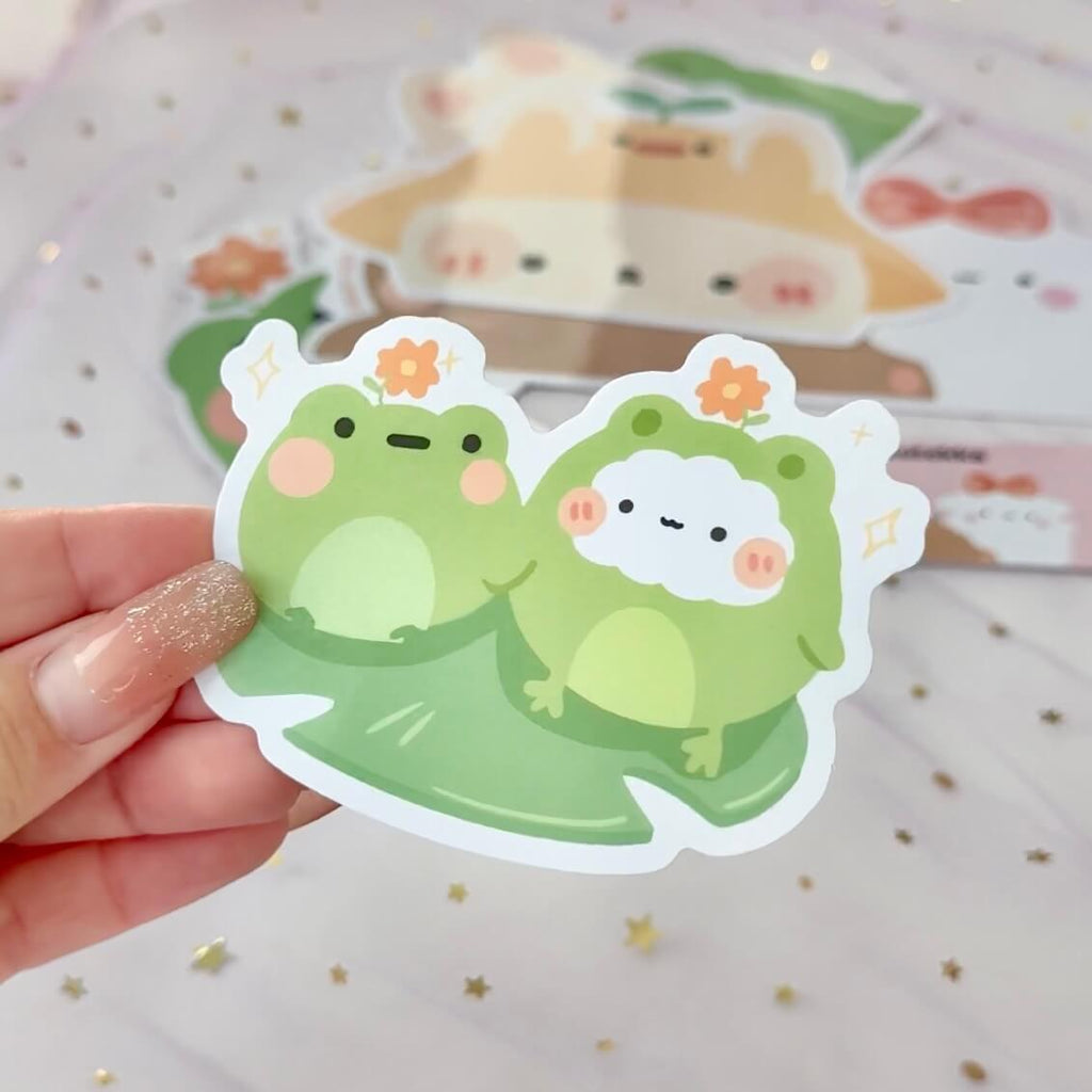 Mika and Dudu Lily Pad Flower Sprout Vinyl Sticker - Paper Sutekka