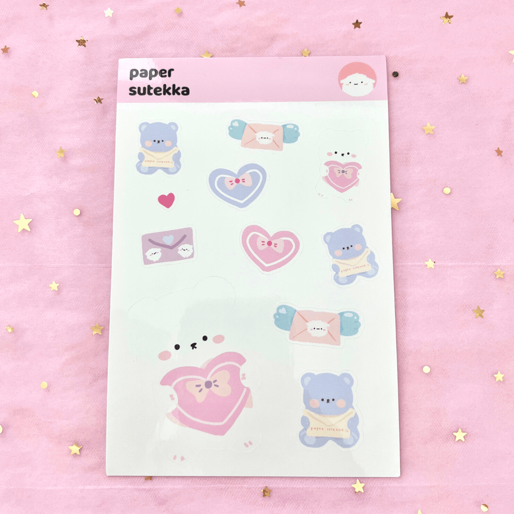Polee Heart Candy Box Love Deco Sticker Sheet - paper sutekka