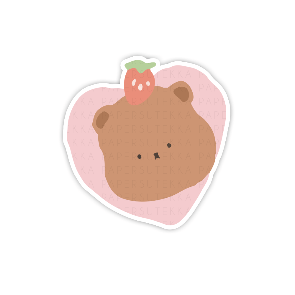Choco Strawberry Heart Vinyl Sticker - paper sutekka