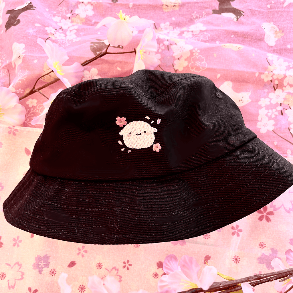 Mochi Cherry Blossom Bucket Hat - BLACK - paper sutekka