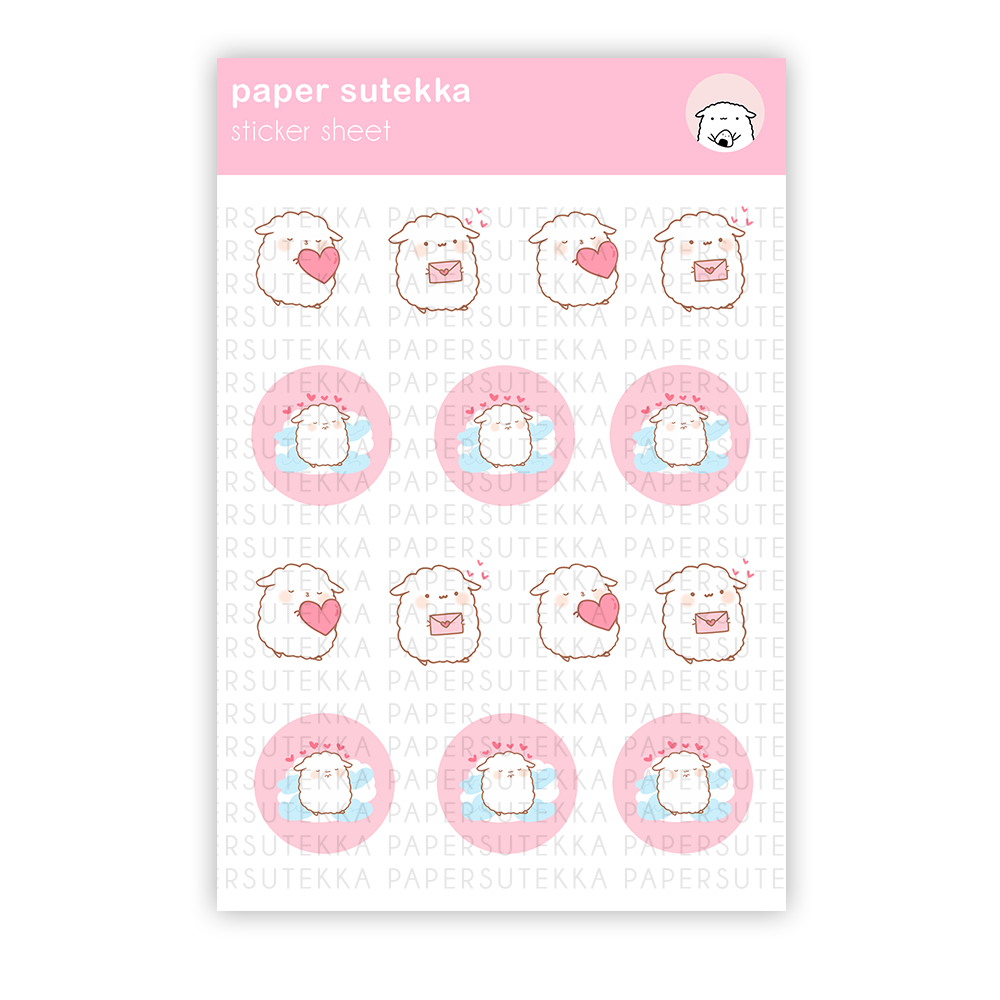 Mika Hearts and Love Sticker Sheet  - Paper Sutekka Stationery Store
