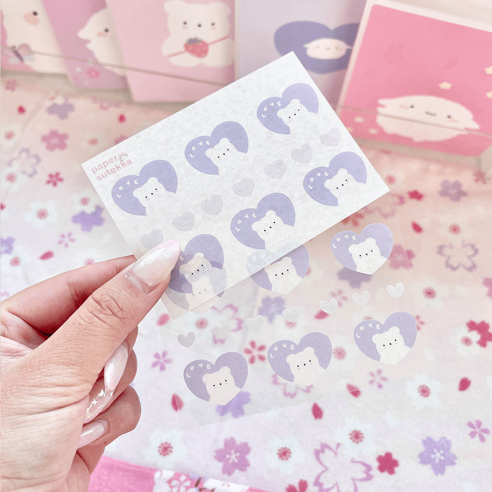 Polee Hearts Love Mini Sticker Sheet - paper sutekka