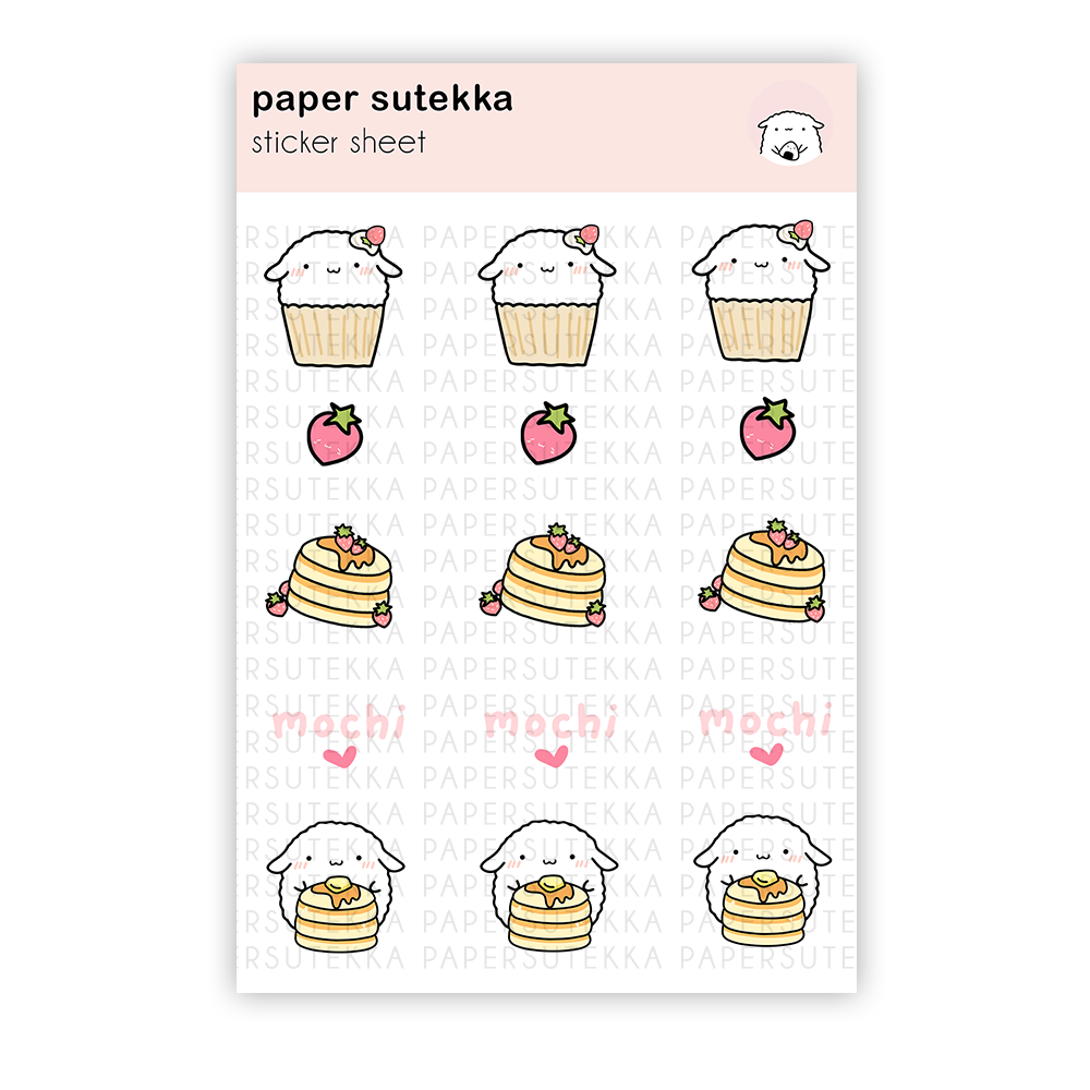 Mochi Cupcake and Pancakes Sticker Sheet - Paper Sutekka Stationery Store\