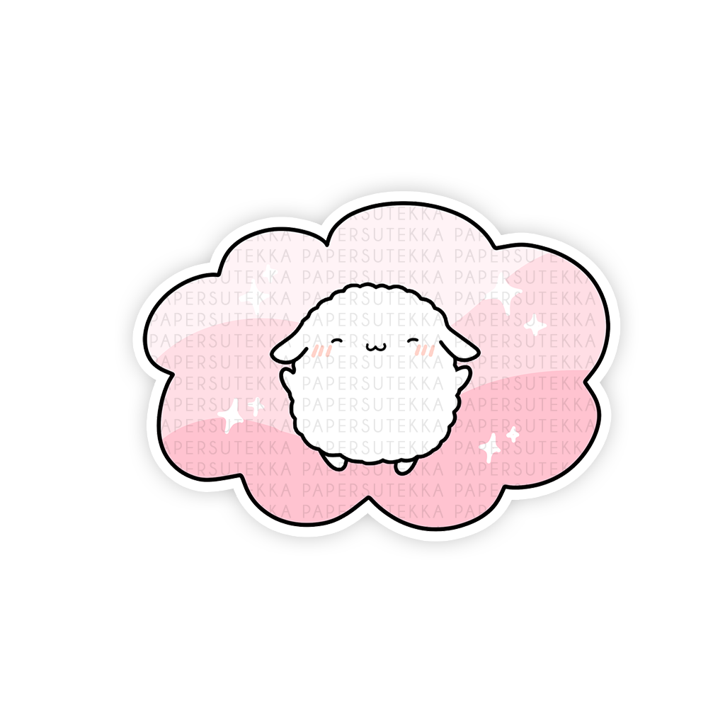 Mochi Pink Dreamy Cloud Vinyl Sticker - Paper Sutekka