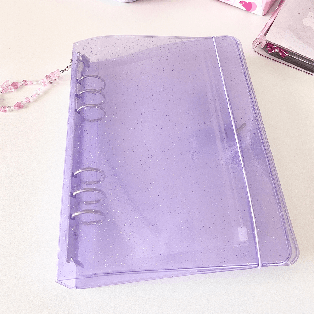 Purple XL Glitter 6-Ring Jelly Binder - paper sutekka