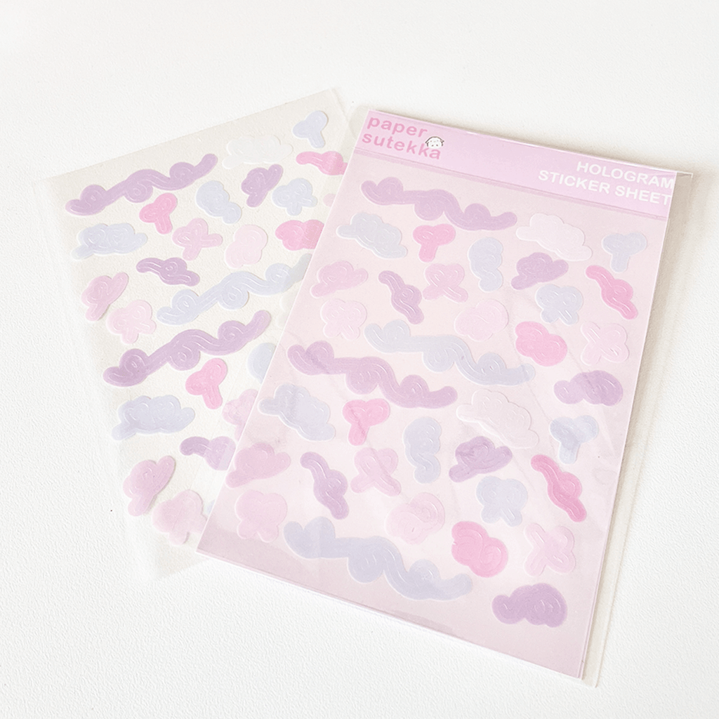 Ribbon Confetti Hearts Glitter Sticker Sheet - paper sutekka