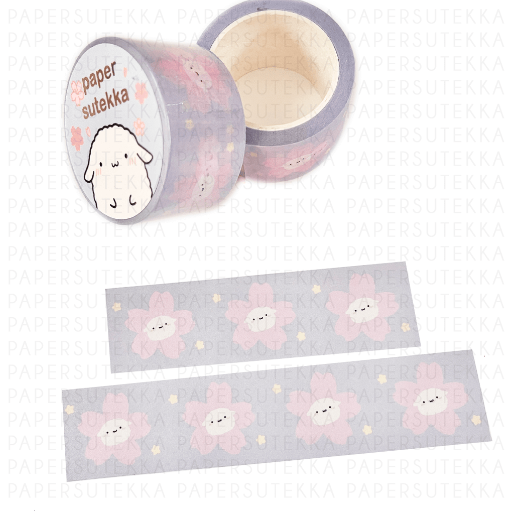 Mochi Face Cherry Blossom Flower Washi Tape 25mm - paper sutekka